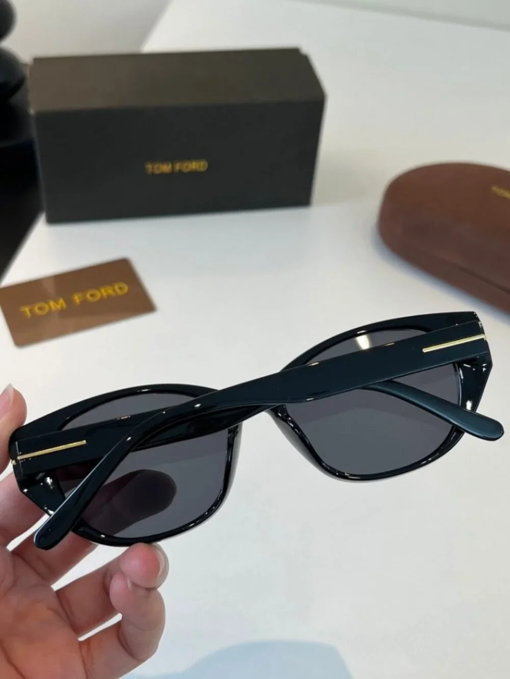 TOM FORD—Black-Frame, Black-Lens, Double-Bridge Sunglasses—Gold T